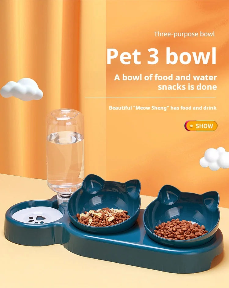 3-in-1 Tilted Cat Bowl Set