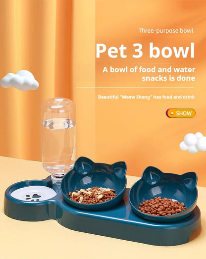 3-in-1 Tilted Cat Bowl Set