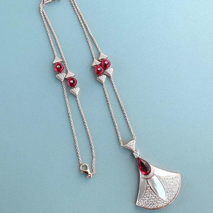 Zircon Pearl Fan Pendant Set