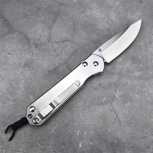 Silver Foldable EDC Outdoor Tool Featuring Polished Surface