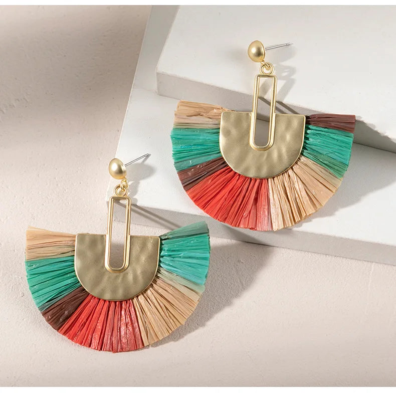 Stylish Bohemian Hand-Woven Vine Grass Earrings