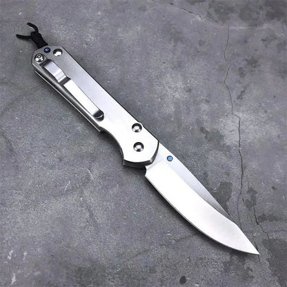Silver Foldable EDC Outdoor Tool Featuring Polished Surface