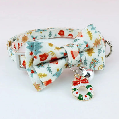 Christmas Cat Bow Tie Bell Collar