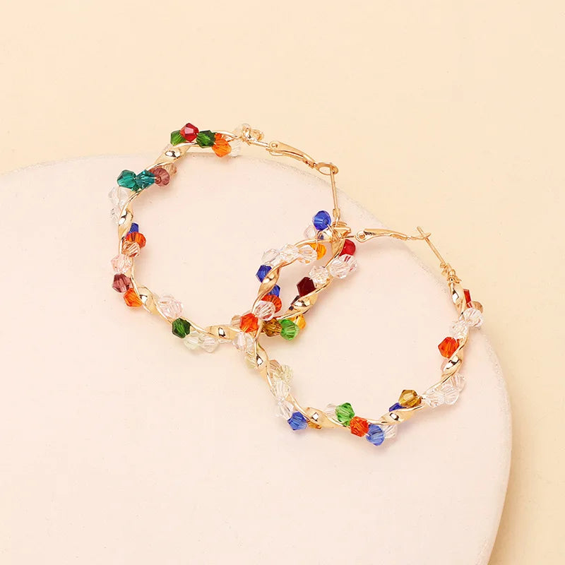 Colorful Crystal Hoop Earrings