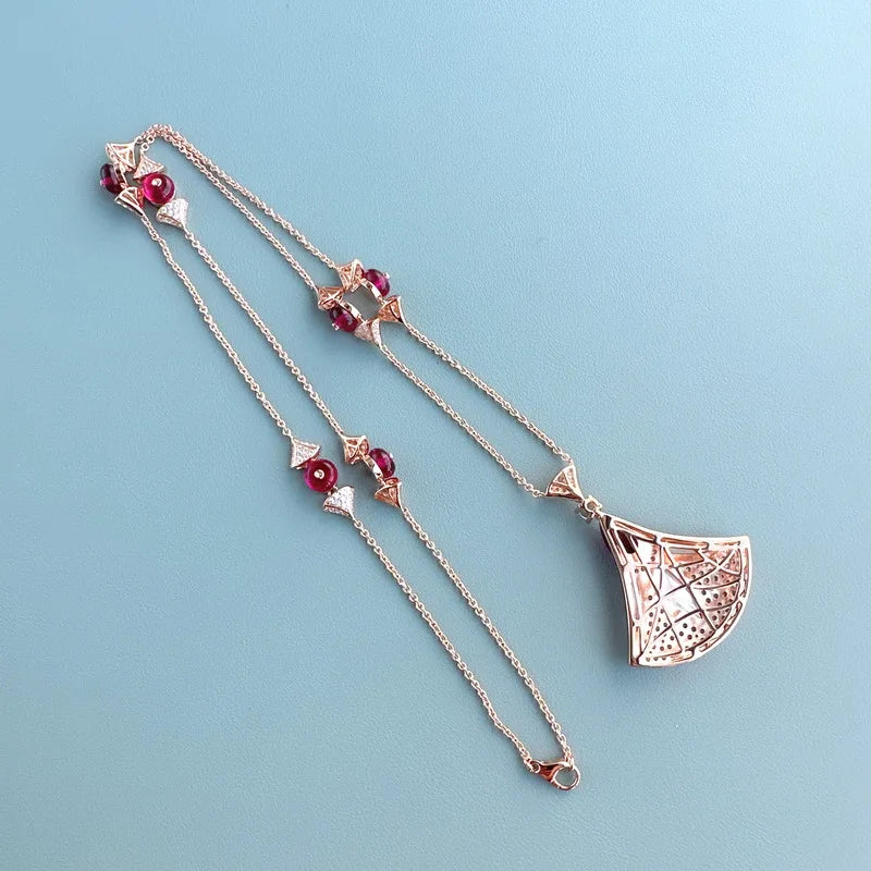 Zircon Pearl Fan Pendant Set