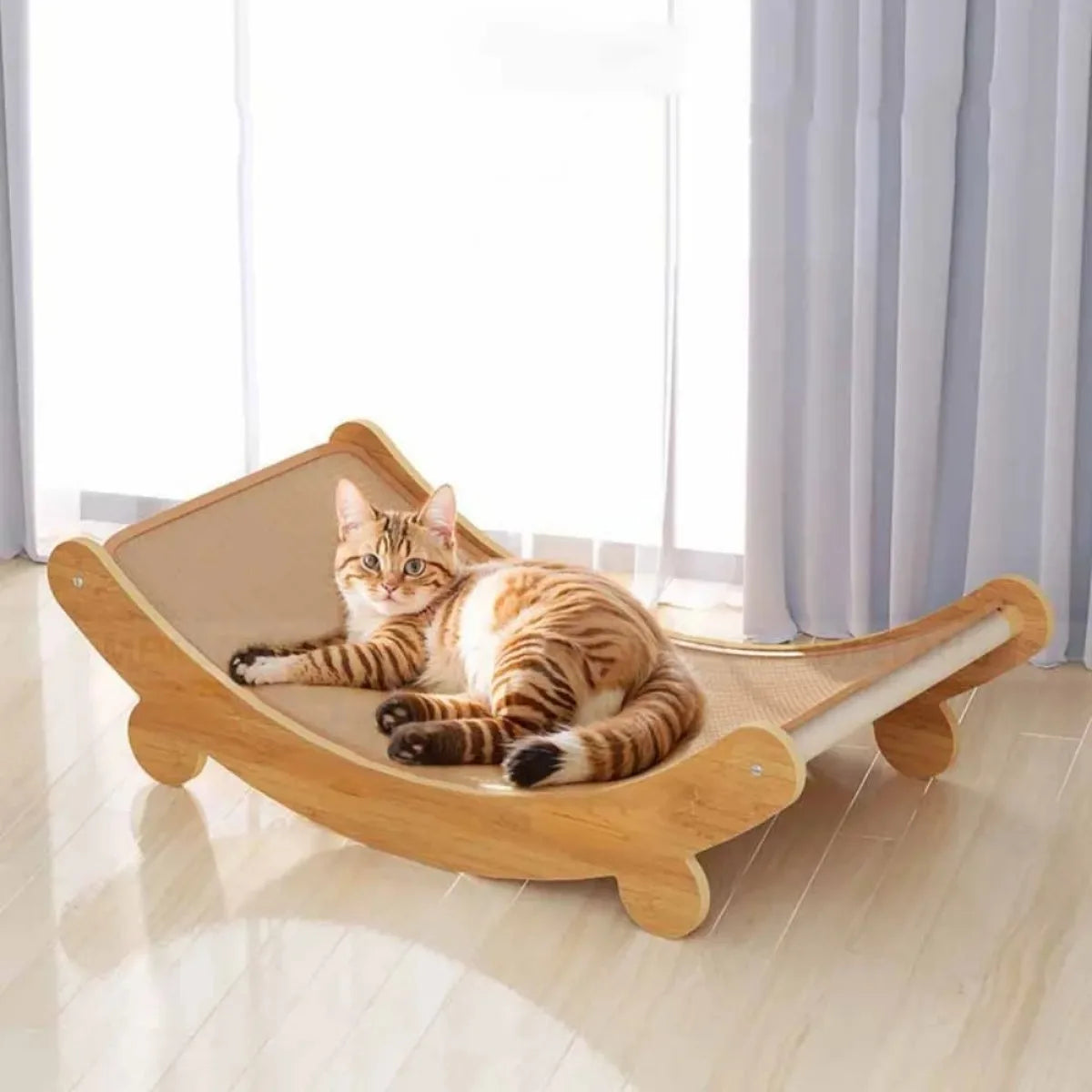 Multi-Function Wooden Cat Scratcher