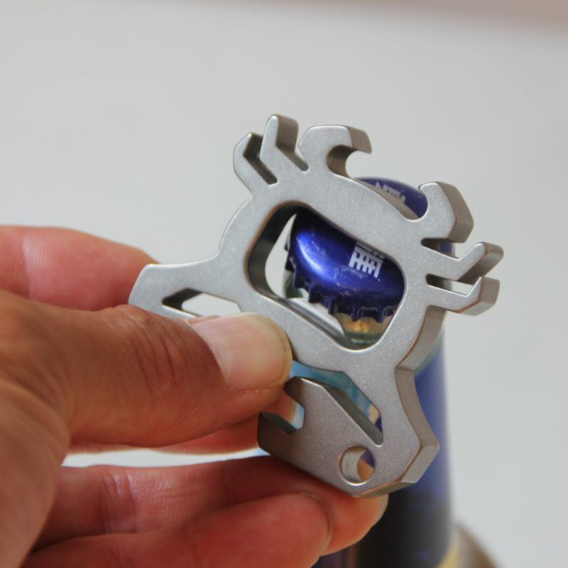 Outdoor Titanium Bottle Opener Keychain with Crab Motif