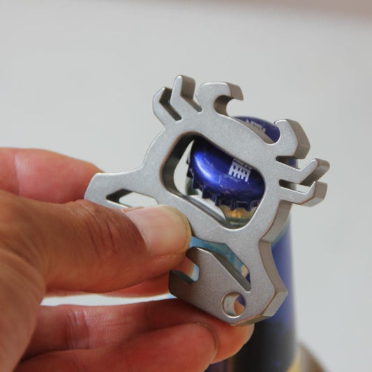 Outdoor Titanium Bottle Opener Keychain with Crab Motif