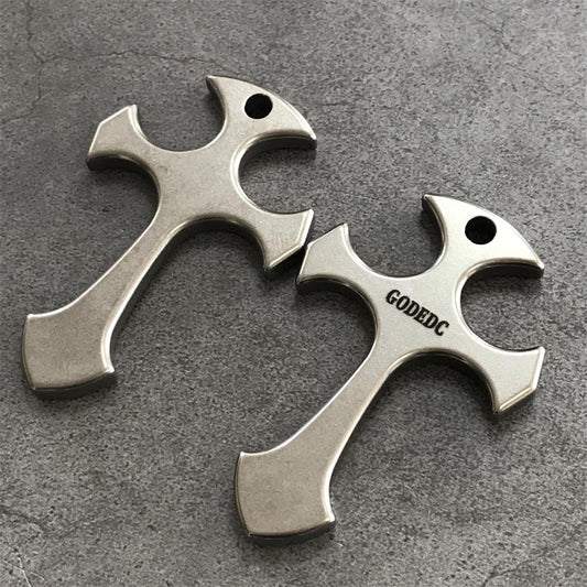 Portable Titanium Cross Pendant for Necklace and Backpack Carry