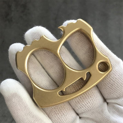 Smiling Skull Brass Bottle Opener with Two-hole Design Outdoor EDC Keychain Tool