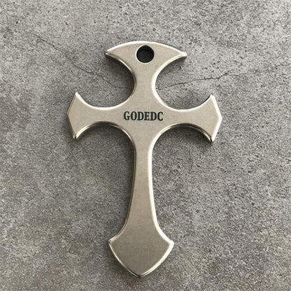 Portable Titanium Cross Pendant for Necklace and Backpack Carry