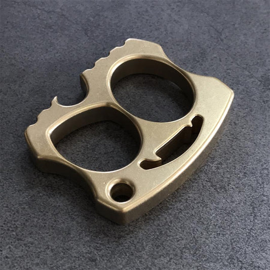 Smiling Skull Brass Bottle Opener with Two-hole Design Outdoor EDC Keychain Tool