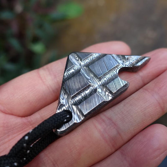 Keychain and Backpack Mini EDC Tool with Damascus Pattern Bottle Opener