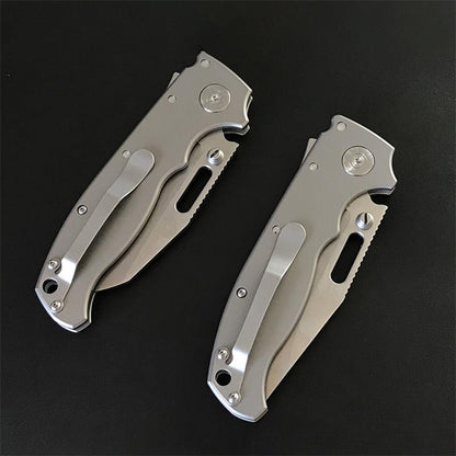 Outdoor Use Folding Pocket Tool Crafted from Silver Titanium Alloy