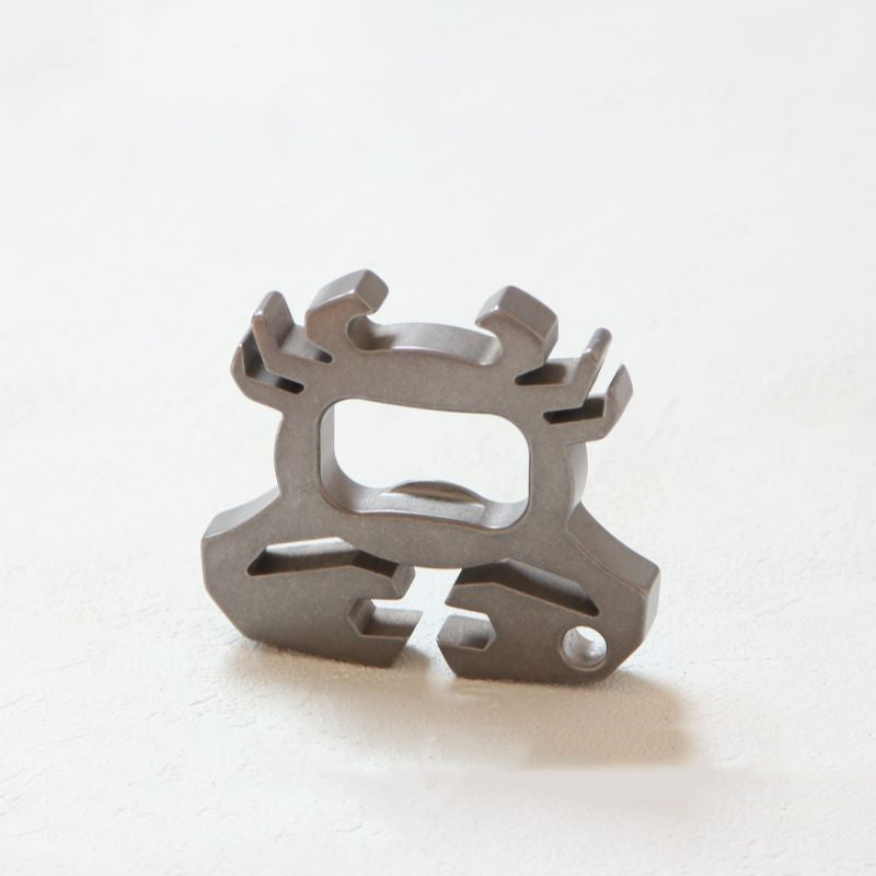 Outdoor Titanium Bottle Opener Keychain with Crab Motif