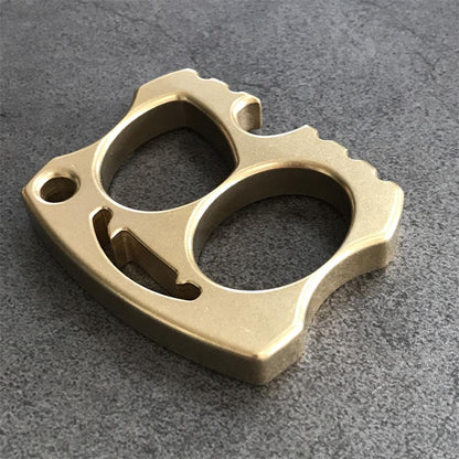 Smiling Skull Brass Bottle Opener with Two-hole Design Outdoor EDC Keychain Tool