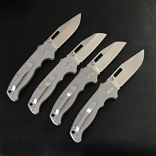 Outdoor Use Folding Pocket Tool Crafted from Silver Titanium Alloy