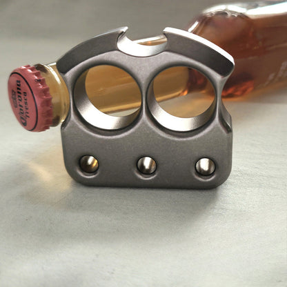 Easy-Carry Titanium Alloy Bottle Opener with Two Holes and Multi-Use Design