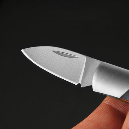 Small Folding Keychain Tool with Wood Grip for Pocket and Backpack