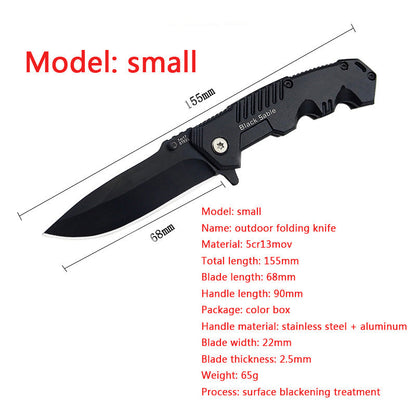 Black Foldable Outdoor Pocket Tool in Small and Large Variants