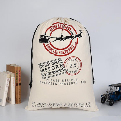 Eco-Friendly Cotton Drawstring Christmas Gift Bag with Thick Canvas Material