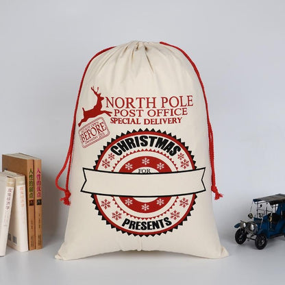 Eco-Friendly Cotton Drawstring Christmas Gift Bag with Thick Canvas Material