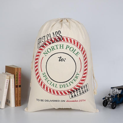 Eco-Friendly Cotton Drawstring Christmas Gift Bag with Thick Canvas Material