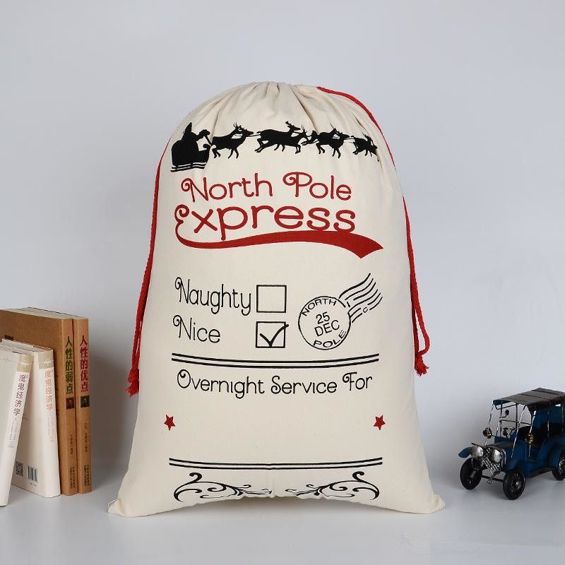 Eco-Friendly Cotton Drawstring Christmas Gift Bag with Thick Canvas Material