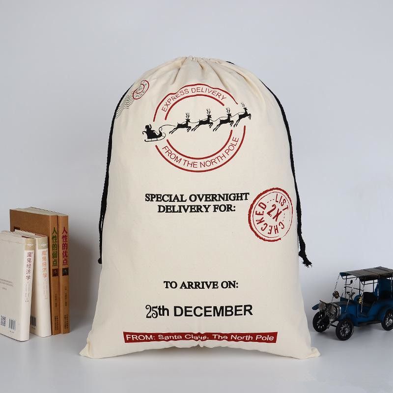 Eco-Friendly Cotton Drawstring Christmas Gift Bag with Thick Canvas Material
