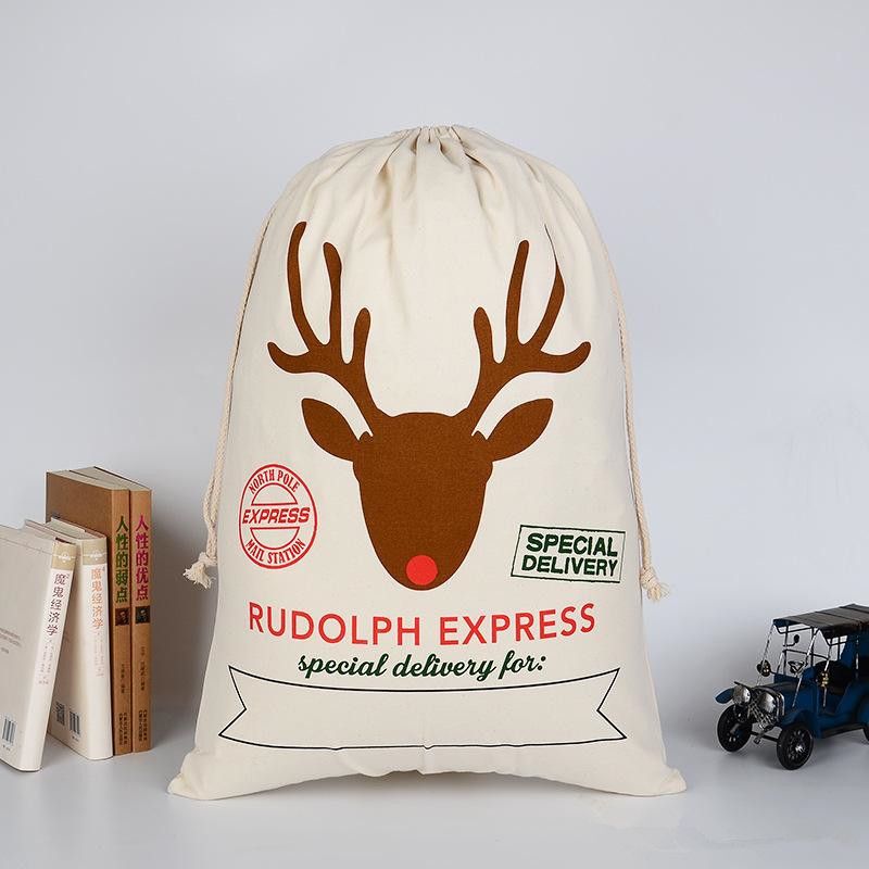 Eco-Friendly Cotton Drawstring Christmas Gift Bag with Thick Canvas Material