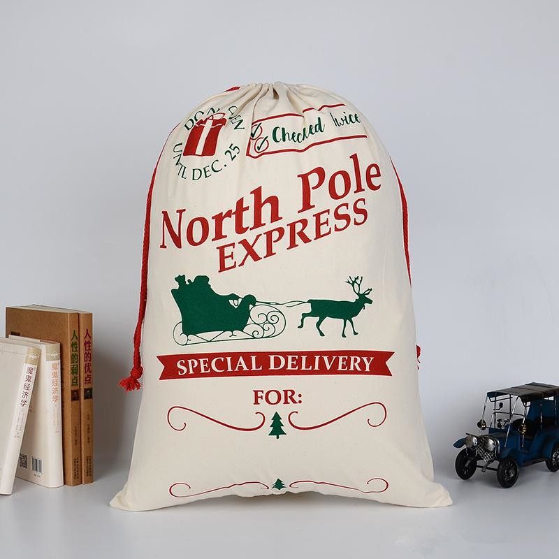 Eco-Friendly Cotton Drawstring Christmas Gift Bag with Thick Canvas Material