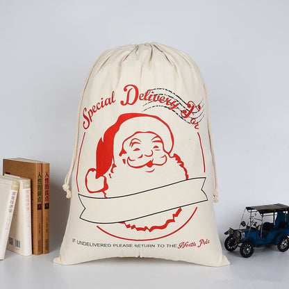 Eco-Friendly Cotton Drawstring Christmas Gift Bag with Thick Canvas Material