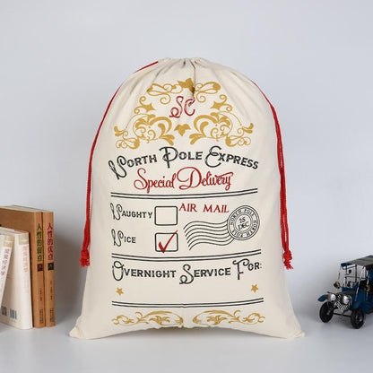 Eco-Friendly Cotton Drawstring Christmas Gift Bag with Thick Canvas Material