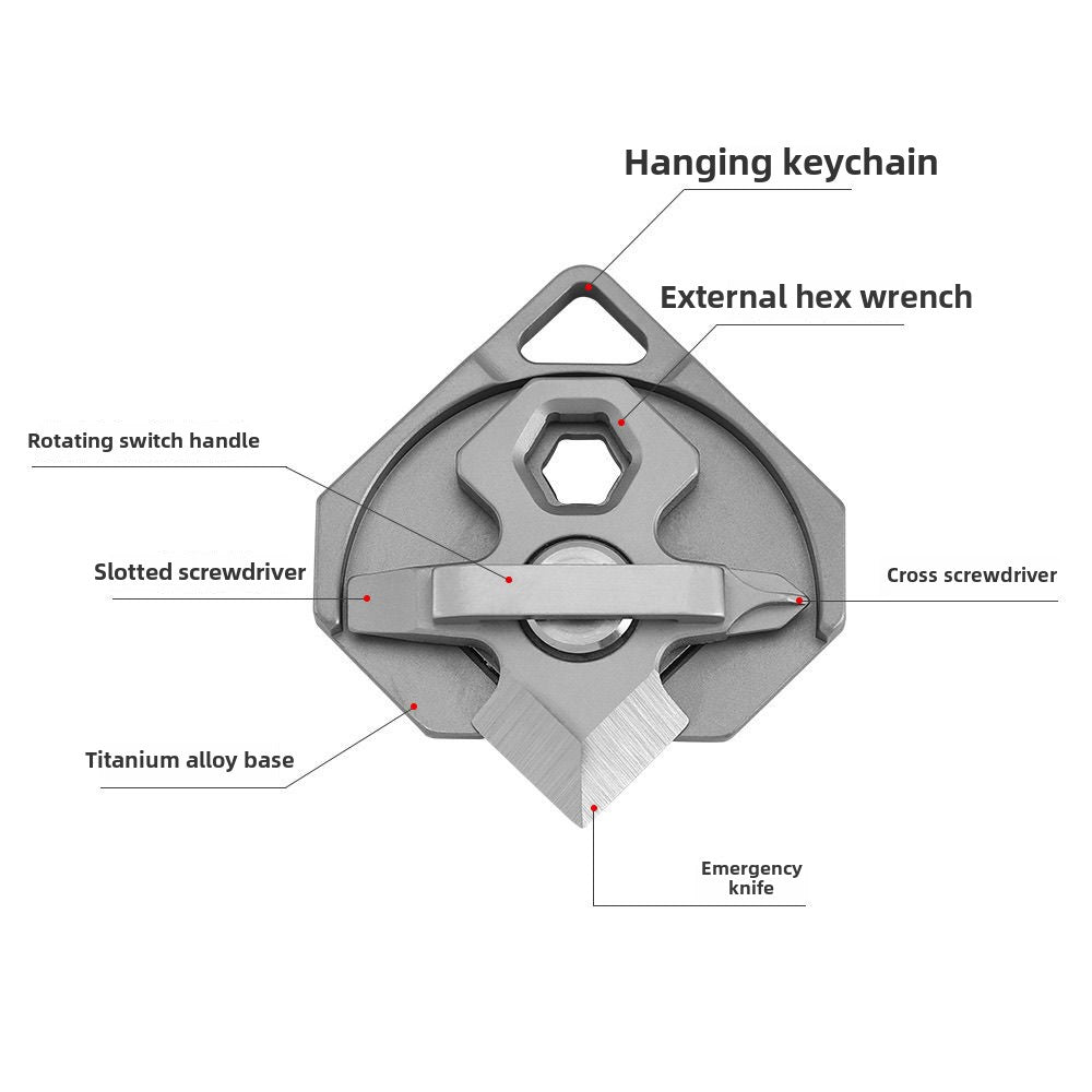 Small Titanium Alloy Multipurpose Keychain and Outdoor Backpack EDC Tool