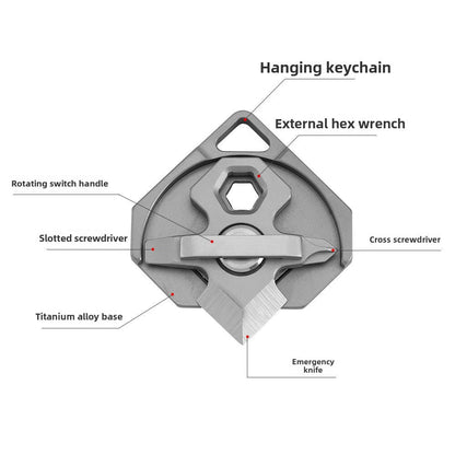 Small Titanium Alloy Multipurpose Keychain and Outdoor Backpack EDC Tool