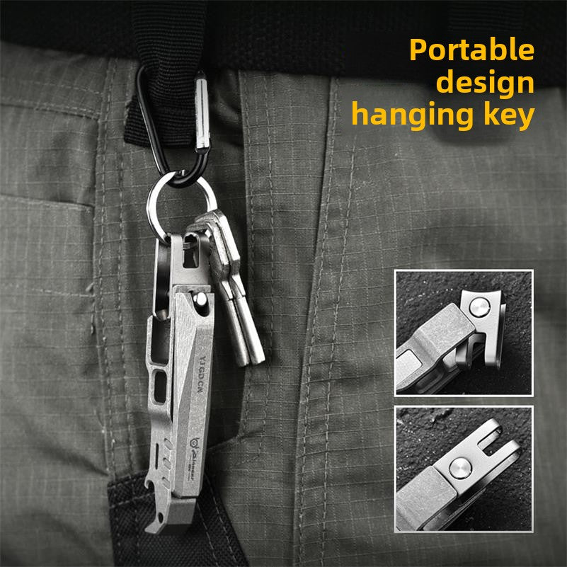 Flat Dual-Function Titanium Tool for Nail Clipping and Bottle Opening