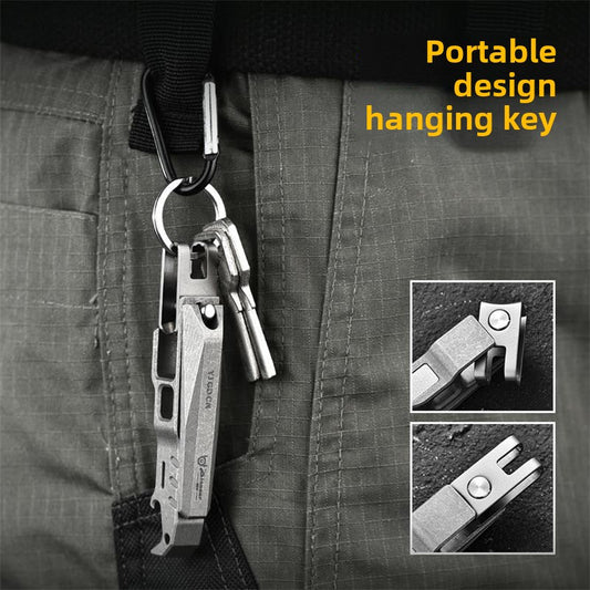 Flat Dual-Function Titanium Tool for Nail Clipping and Bottle Opening