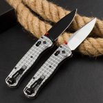 BM535 Bk-4 Checkered Aluminum Handle D2 Outdoor Folding Tool - Image 4