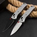 BM535 Bk-4 Checkered Aluminum Handle D2 Outdoor Folding Tool - Image 3