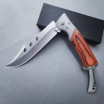 Large Folding Outdoor Tool with Redwood Handle - Image 4