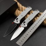 BM535 Bk-4 Checkered Aluminum Handle D2 Outdoor Folding Tool - Image 2