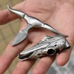 Damascus Steel Bullhead Outdoor Carrying EDC Tool