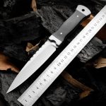 Outdoor 9Cr18 Steel Tool with Double Steel Head and Ebony Handle