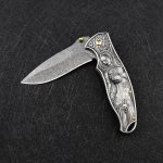 Pocket EDC Knife with War Goddess Pattern Handle for Outdoor Adventures