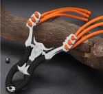 Zinc Slingshot Cow Three Card Leather Ball Mirror Cow Head Slingshot Stand - 图片 5
