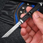 Wilderness Survival Mini Knife with Damascus Blade and Multifunctional Features - 图片 4