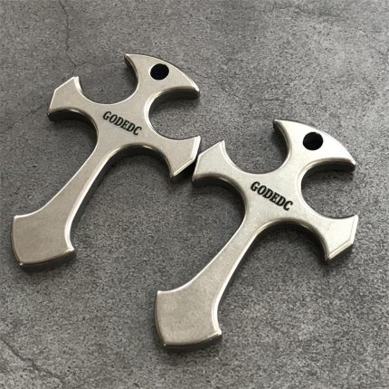 GODEDC Titanium Cross Pendant Knuckle Duster Self Defense Necklace