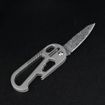 Titanium Damascus Mini Knife Portable Keychain EDC Box Cutter