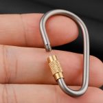 Titanium Brass Locking Carabiner Key Clip Camping Backpack Hook D Shape - 图片 2