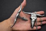 Spiked Damascus Steel Bullhead Knife for Collectors 